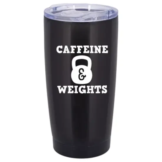 100 North 20 Ounce Stainless Steel On the Go Travel Tumbler With Push Top Lid, Caffeine and Weights Black image {5}