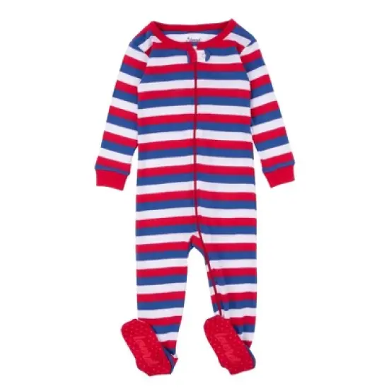 Leveret Kids Footed Boys Striped Cotton Pajamas image {8}