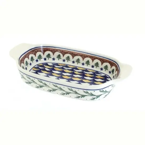 Blue Rose Polish Pottery 1281 Zaklady Rectangular Serving Dish image {4}