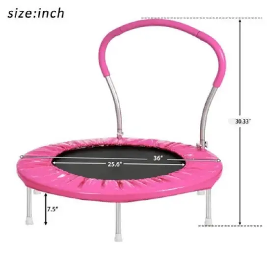 NAYSAYE Trampoline with Handle for Kids Indoor Outdoor Safe Play and Fun Exercise, Pink, 36.00"*36.00"*32.50" image {4}