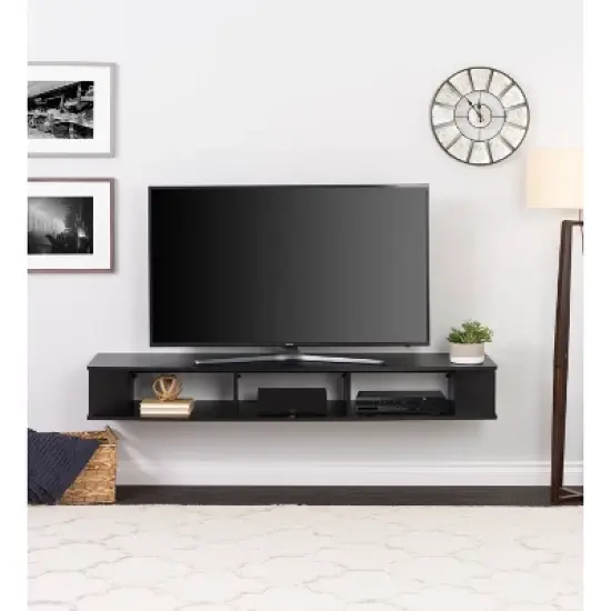 70" Wall Mounted TV Stand for TVs up to 75" Black - Prepac image {1}