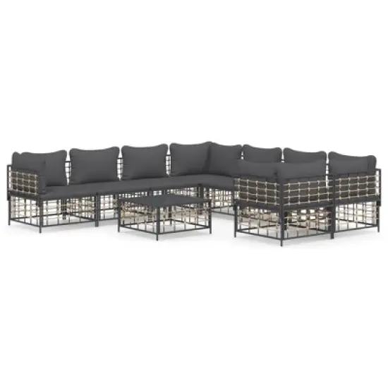 vidaXL Garden Lounge Set Set of 9 Anthracite image {9}