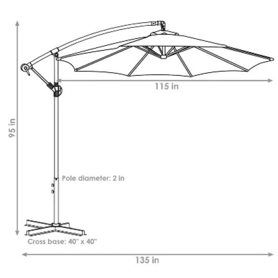 Sunnydaze Outdoor Steel Offset Cantilever Patio Umbrella with Round Base Set - 10' image {5}