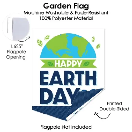 Big Dot of Happiness Happy Earth Day - Outdoor Home Decorations - Double-Sided Save the Planet Garden Flag - 12 x 15.25 inches image {2}