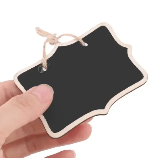 Unique Bargains Wooden Kitchen Message Memo String Hanging Reusable Chalkboard Blackboard 12 Pcs image {3}