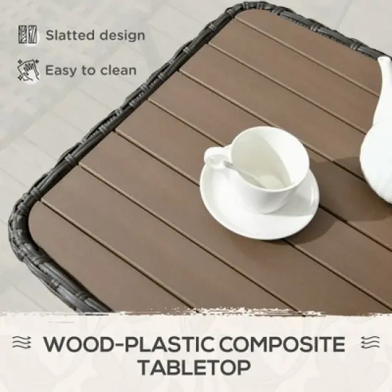 Syemin Patio End Table, Rectangular Outdoor Dining Table with All-Weather Faux Wood Top for Garden, Lawn, Patio, Brown, 43.3"*23.6"*22" image {1}