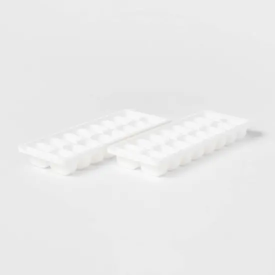 2pk Ice Cube Tray White - Brightroom&trade;: Polypropylene, 16 Cavities, Dishwasher-Safe, Ice Molds for Freezer image {3}