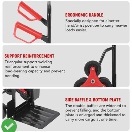 Stair Climbing Hand Truck 330 Lbs Heavy-Duty Stair Climber Dolly w/ Telescoping Handle Portable Folding Stair Climber Trolley Cart image {2}