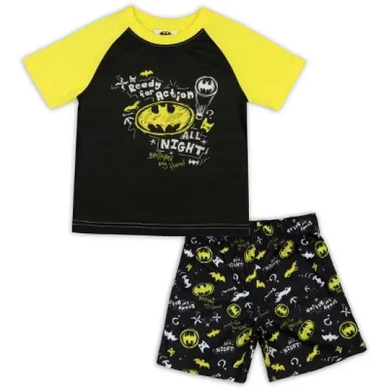 DC Comics Toddler Boys' Batman Pajamas Ready For Action 2 Piece Pajama Set Yellow/Black image {6}