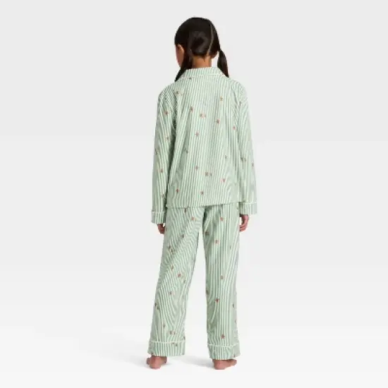 Kids' Gingerbread Striped Long Sleeve Shirt and Pants Holiday Matching Family Pajama Set - Wondershop&trade; Cream image {1}