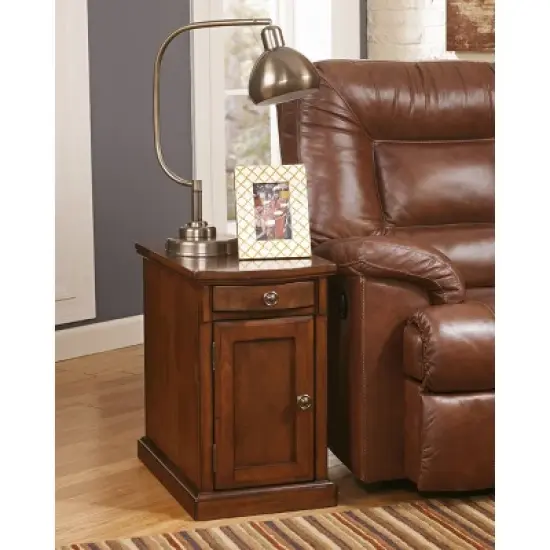 Laflorn Chairside End Side Table with USB Ports and Outlets Medium Brown - Signature Design by Ashley image {2}