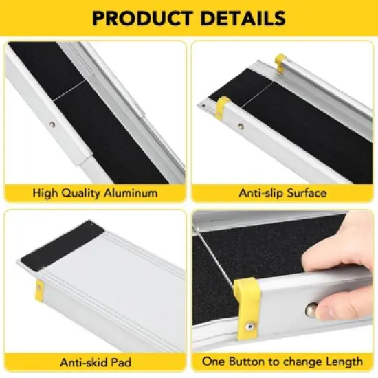 6 FT Telescoping Wheelchair Ramp for Home Steps, Aluminum Portable Wheelchair Ramps with Carrying Bag image {4}