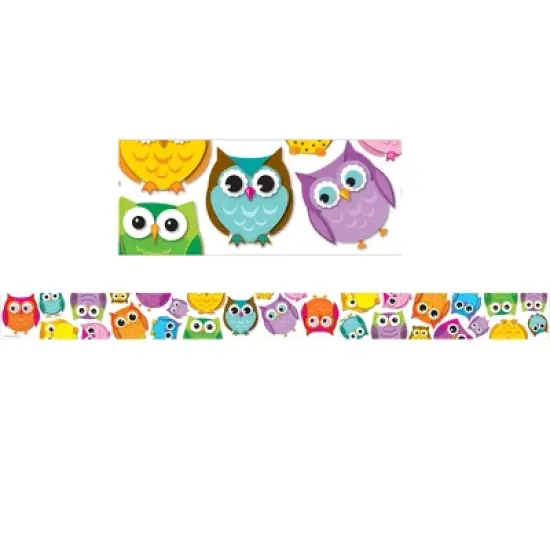 Carson Dellosa Education Colorful Owls Straight Border, 36 Feet Per Pack, 6 Packs image {1}