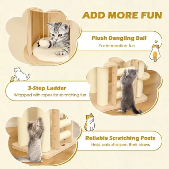 Tangkula 71" Tall Cat Tree w/Cozy Perch Condo Space Capsule 4.6" Scratching Posts image {6}