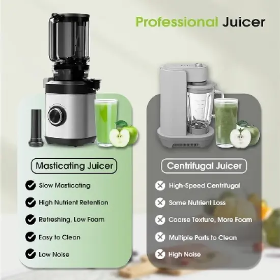 Teendow Cold Press Juicer Machine, High Juice Yield, Whole Fruit & Vegetable Extractor, BPA-Free, Slow Masticating Juicer image {4}