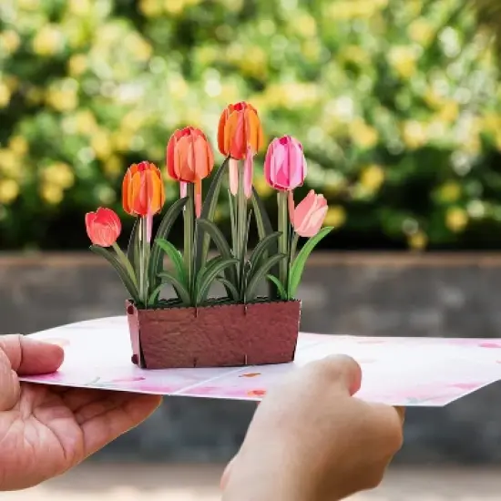 Frndly by Paper Love 3D Tulip Plant Pop Up Card, For All Occasion - Handcrafted 100% Recycled and Eco-Friendly, 8" x 6" Cover image {1}