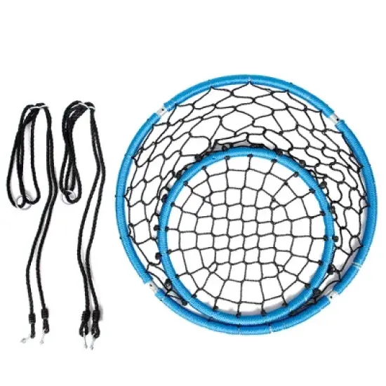 Costway Spider Web Chair Swing w/ Adjustable Hanging Ropes Kids Play Equipment BlueOrange image {8}