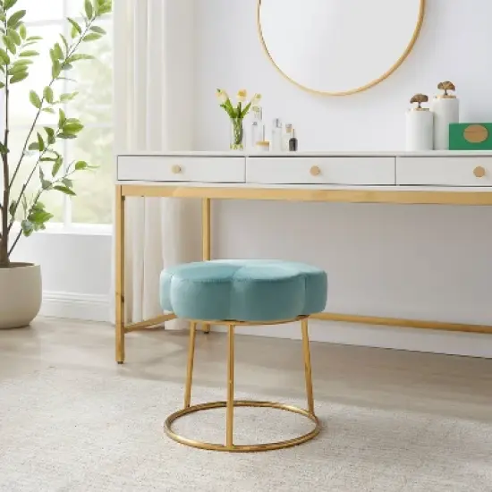 Seraphina Ottoman Stool Teal - Linon image {6}
