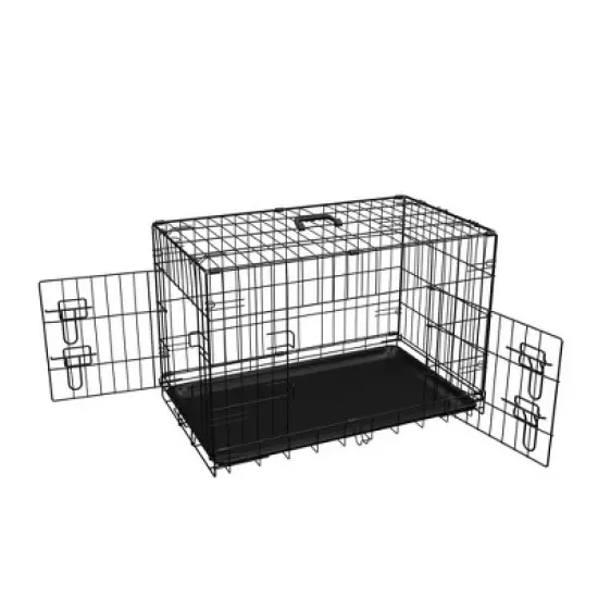 Foldable Metal Dog Enclosure with Divider and Leak-Proof Tray, Dual-Door Wire Cage for Indoor, Outdoor, and Travel Use image {8}