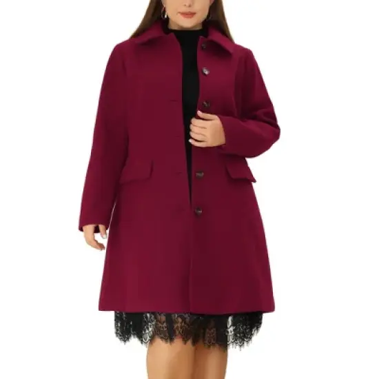 Agnes Orinda Women's Plus Size Winter Outerwear Single Breasted Long Overcoats image {7}