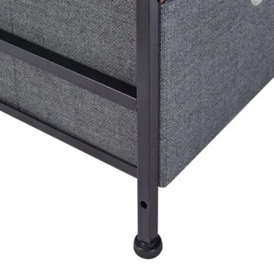 Modern End/Side Table with Shelf and Fabric Storage Drawer Gray - Danya B. image {4}