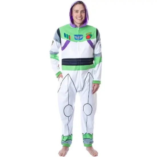 Disney Mens' Toy Story Buzz Lightyear Costume Pajama Union Suit White image {6}