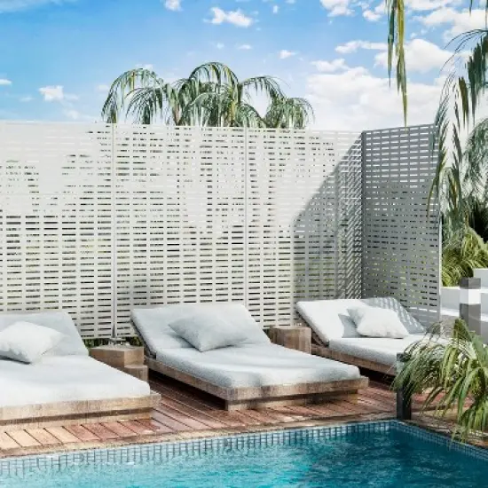 Lirago 72 in. White Galvanized Metal Outdoor Privacy Screens Garden Outdoor Fence image {4}