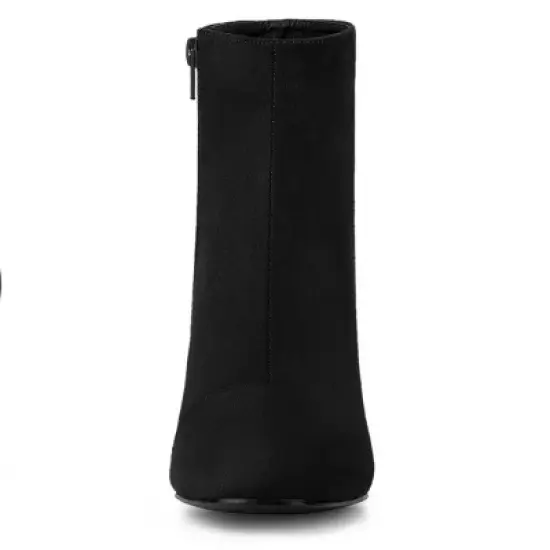 Allegra K Women's Dress Side Zip Chunky Heel Ankle Boots image {2}