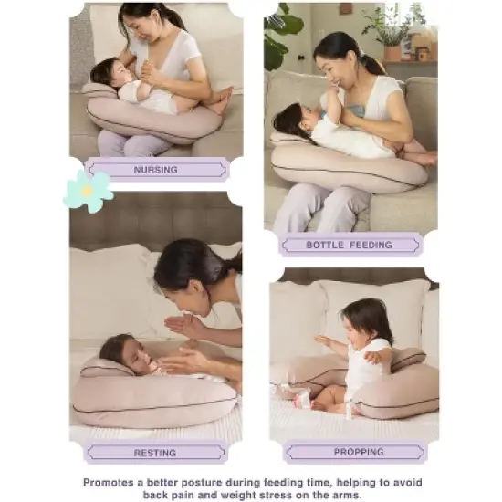Pharmedoc Nursing Pillow for Breastfeeding - Breast Feeding Pillows with Headrest and Adjustable Waist Straps - Removable Cover - Baby Essentials for Newborn - Full Support for Mom and Baby image {6}