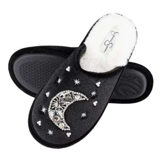 Jessica Simpson Women's Velour Slip-On Moon & Star Embellished Slipper image {6}