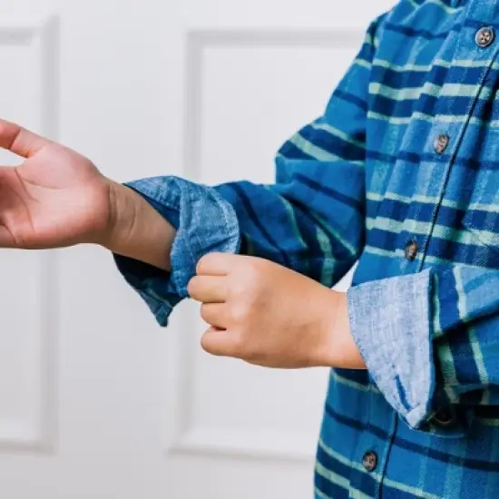 Hope & Henry Boys' Long Sleeve Flannel Button Down Shirt with Elbow Patches, Kids image {5}