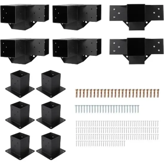 4"x4" Pergola Kit,Heavy-Duty Carbon Steel Gazebo Hardware with 4-Way Brackets,Perfect for Outdoor Patio,Pergola & Cabin Construction image {7}