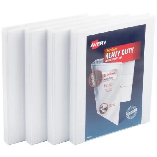 Avery Heavy-Duty View 3 Ring Binders, 0.5" One Touch Slant Rings, 4 White Binders (79709) image {6}