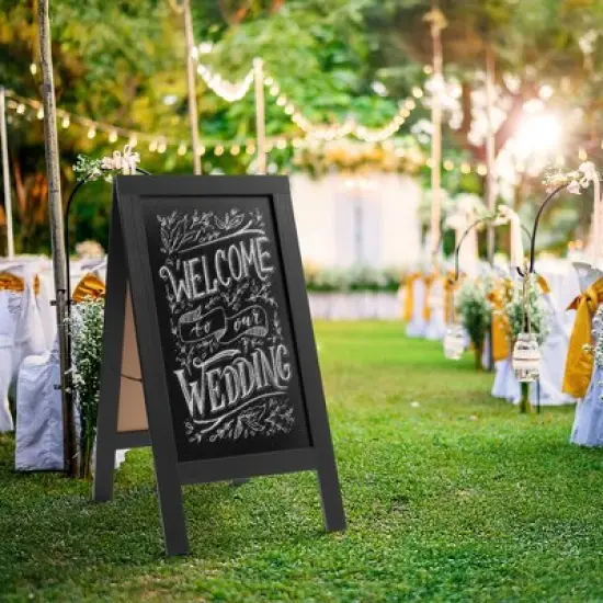 Casafield 40" x 20" A Frame Chalkboard Sign, Double-Sided Magnetic Wooden Menu Board for Caf&eacute;s, Restaurants, Sandwich Shops, Sidewalks, and Weddings image {1}