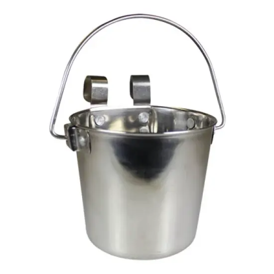 Pail Stainless Steel w/ Rivets Flat Sided Hook-On 4 qt image {2}