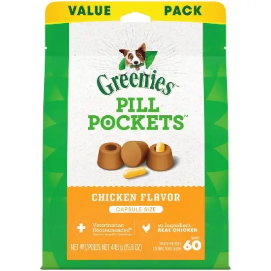 Greenies Chewy Dog Treats Pill Pockets Chicken Capsule Size image {11}