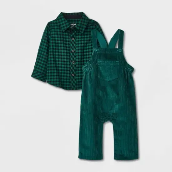 Baby Boys' Corduroy Dungaree Top & Bottom Set - Cat & Jack&trade; Green image {2}