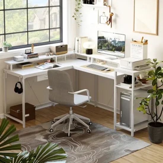 68 inch Gaming Desk, with Power Outlets and Monitor, Corner Computer Desk, Home Office Desk, for Home, Office, Living Room image {9}