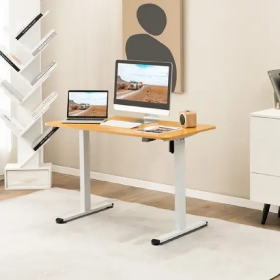 Tangkula Electric Standing Desk Adjustable Stand up Computer Desk Anti-collision image {1}