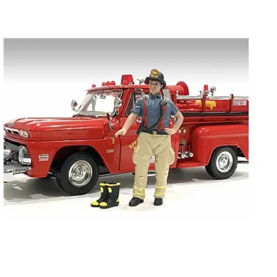 "Firefighters" Getting Ready Figure with Boots Accessory for 1/24 Scale Models by American Diorama image {1}