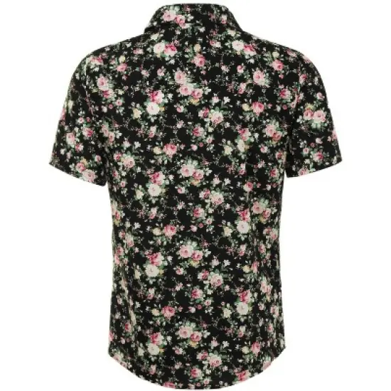 Lars Amadeus Men's Summer Floral Printed Short Sleeves Button Down Beach Hawaiian Shirt image {1}