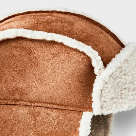 Men's Suede Faux Shearling Trapper Hat - Goodfellow & Co&trade; Tan image {3}