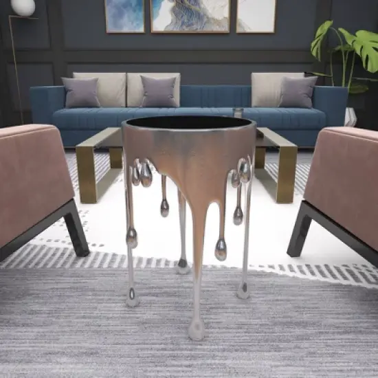 Contemporary Aluminum Melting Accent Table - Olivia & May image {19}