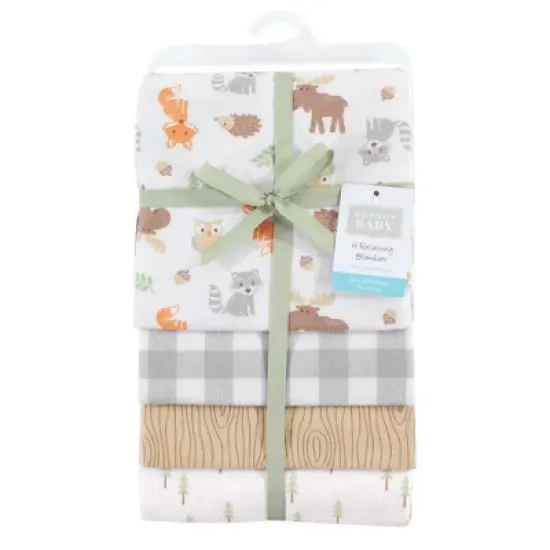 Hudson Baby Infant Boy Cotton Flannel Receiving Blankets, Woodland, One Size image {1}