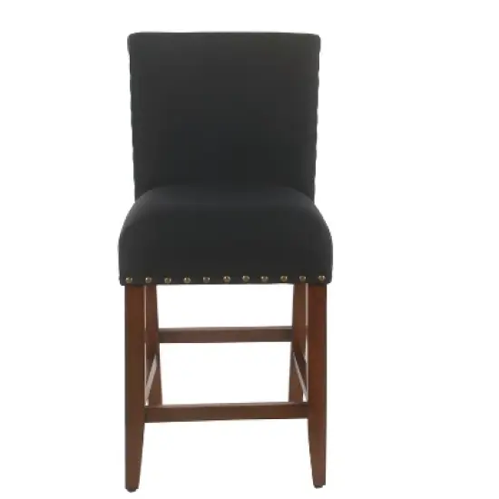 24" Upholstered Counter Height Barstool with Nailheads - HomePop image {8}