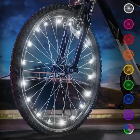 Activ Life Bike Wheel Lights (2 Tire, White) Hot Gifts for Boy & Girls. Summer Ideas for Him and Her - Popular Bicycle Accessories image {3}