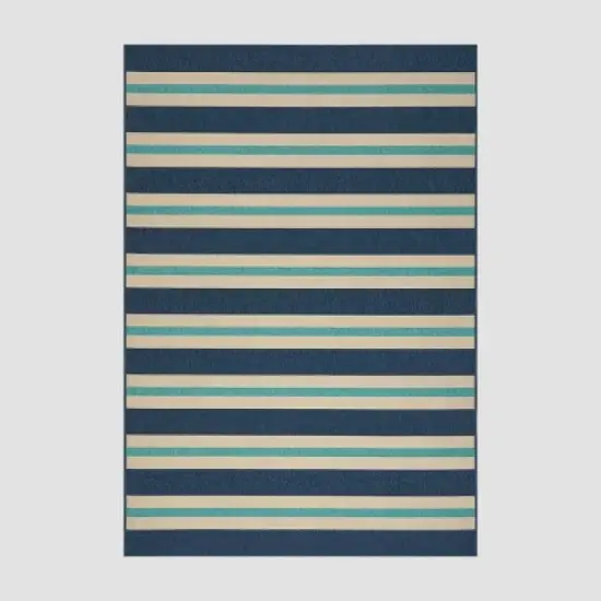 Ronan Geometric Outdoor Rug Blue/Ivory - Christopher Knight Home image {5}