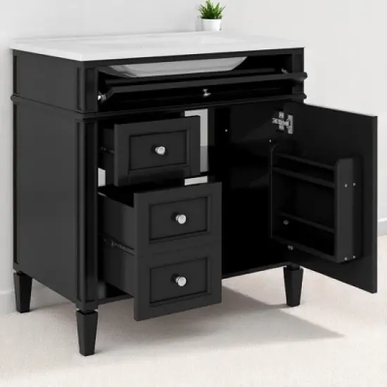 30" Bathroom Vanity with Sink &acirc;&acirc;&sbquo;?MDF and Solid Wood Cabinet, Roman Legs,Undermount Ceramic Sink,Freestanding Cabinet image {8}