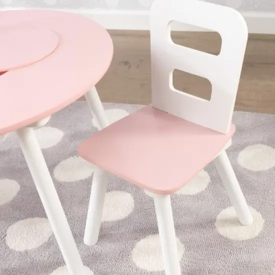 Round Storage Table and Chair Set White/Pink - KidKraft image {7}