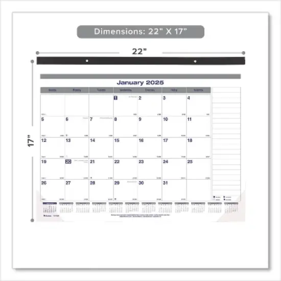 Net Zero Carbon Monthly Desk Pad Calendar, 22 x 17, White/Gray/Blue Sheets, Black Binding, 12-Month (Jan to Dec): 2026 image {1}